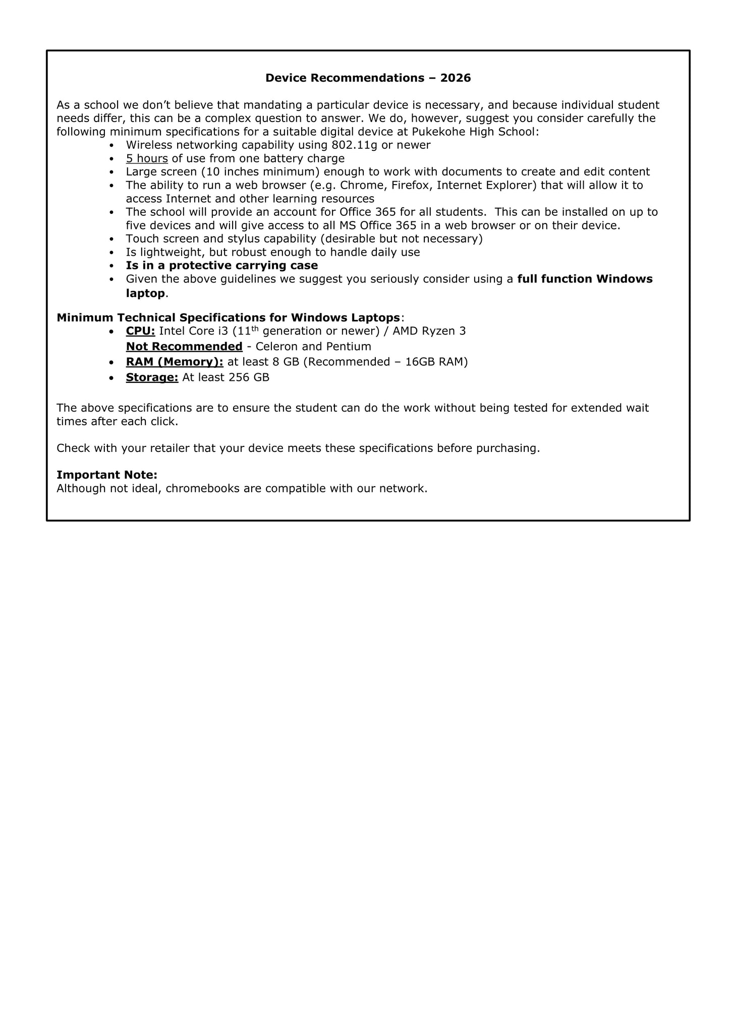 Pukekohe High School Stationery Pack 2026 Year 9