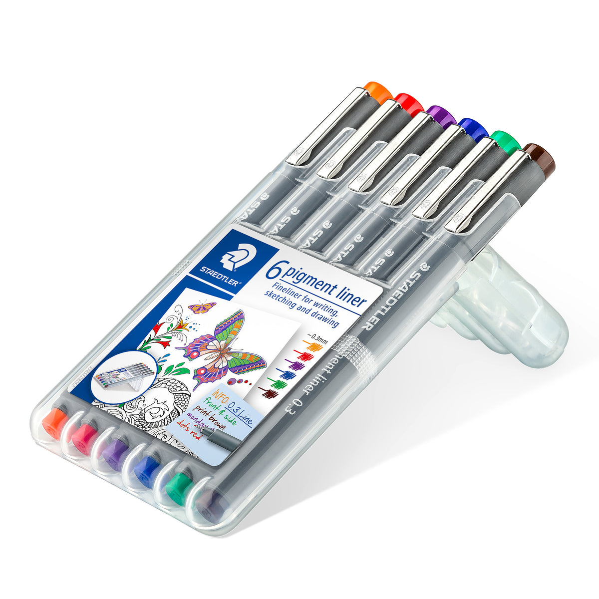 STAEDTLER Pigment Fineliner 30803-SSB6 0.3mm Assorted Colours Wallet of 6