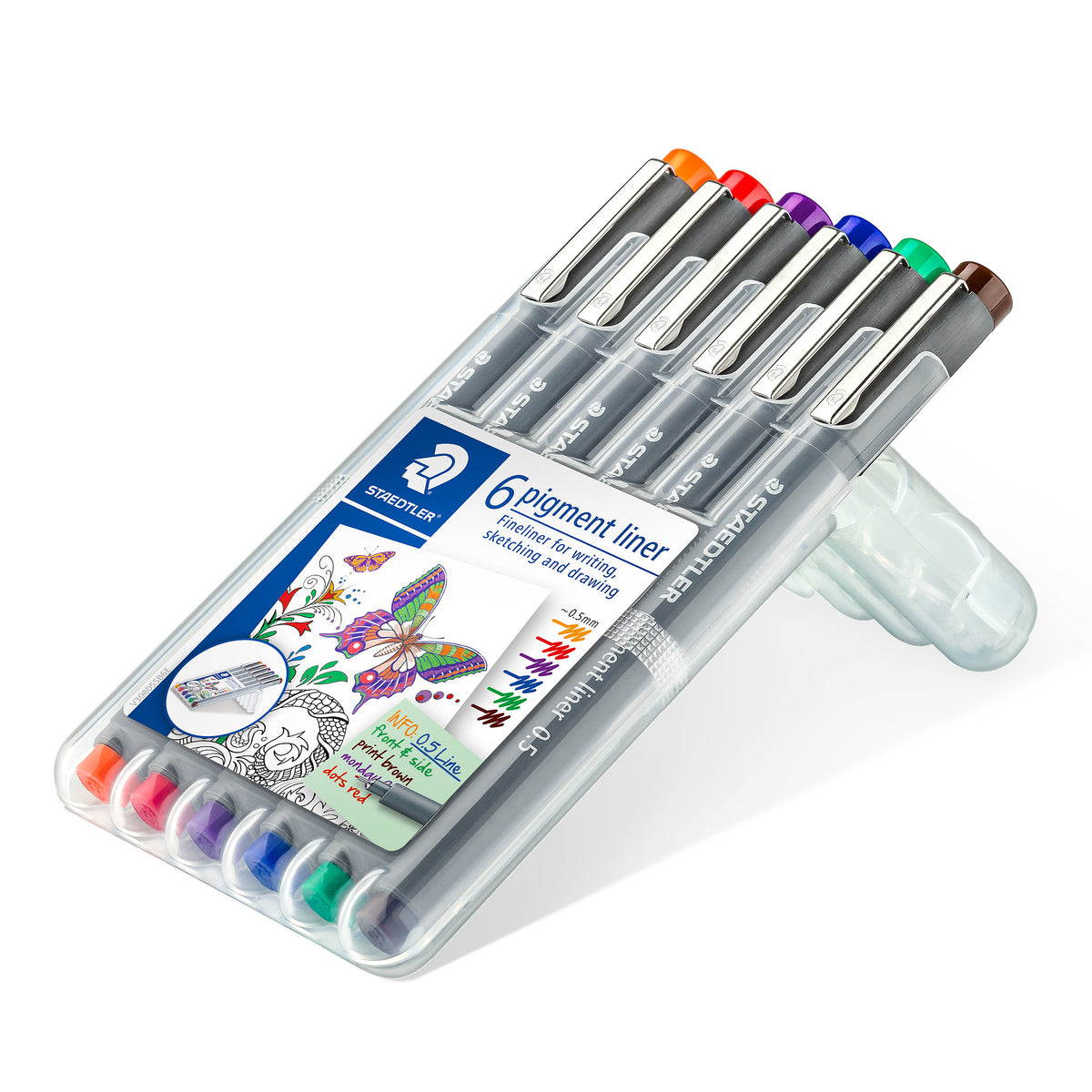 STAEDTLER Pigment Fineliner 30805-SSB6 0.5mm Assorted Colours Wallet of 6