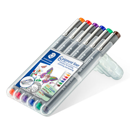 STAEDTLER Pigment Fineliner 30805-SSB6 0.5mm Assorted Colours Wallet of 6
