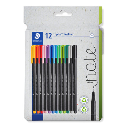 STAEDTLER Triplus Fineliner Pens 334 C12 Triangular 0.3mm 12 Colours