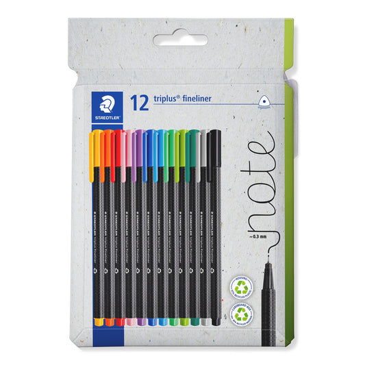 STAEDTLER Triplus Fineliner Pens 334 C12 Triangular 0.3mm 12 Colours