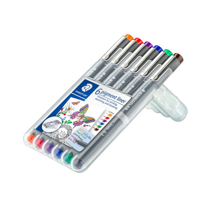 STAEDTLER Pigment Fineliner 30803-SSB6 0.3mm Assorted Colours Wallet of 6