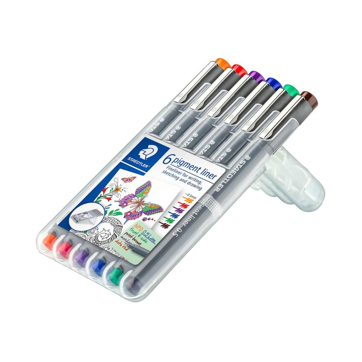 STAEDTLER Pigment Fineliner 30805-SSB6 0.5mm Assorted Colours Wallet of 6