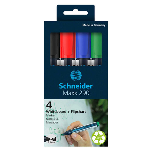 Schneider Whiteboard Marker Maxx 290 Box of 4 Assorted Colours
