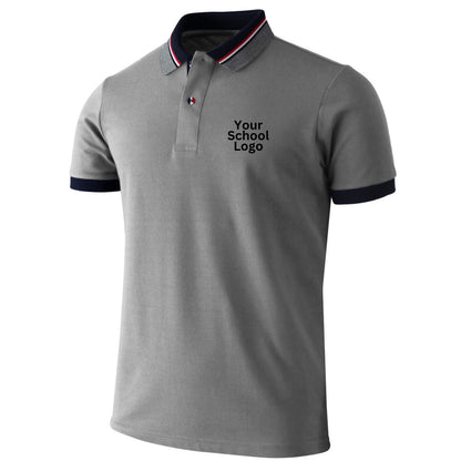 School Uniform Pique Honeycomb 52% Polyester 48% Cotton 230gsm Custom-Made Polo T-Shirt 4-16 Grey