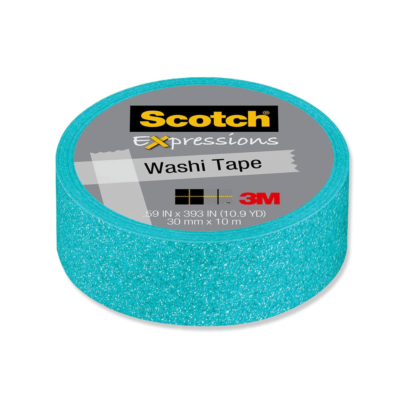Scotch Expressions Glitter Washi Tape 15mm x 5m C514-BLU3 Pastel Blue