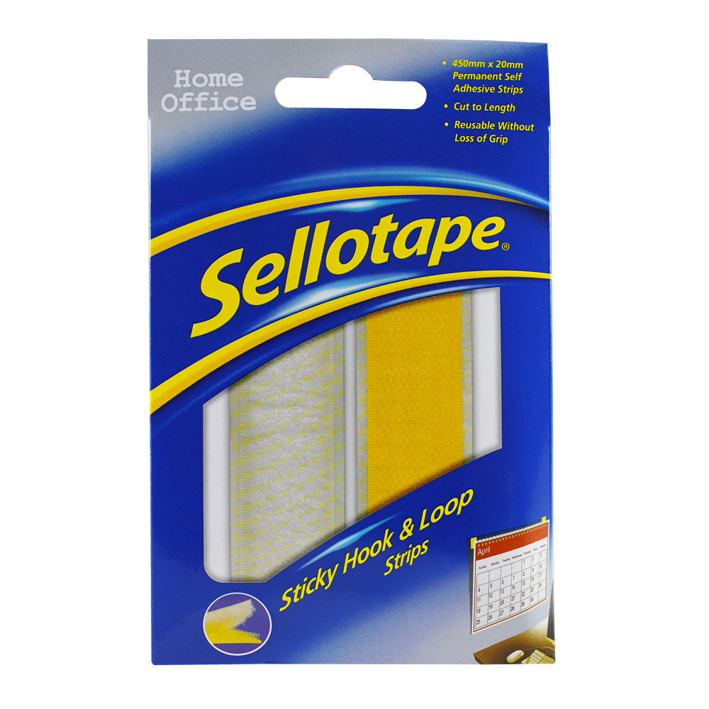Sellotape Sticky Hook & Loop Strip Permanent 20mm x 450mm – School Depot NZ