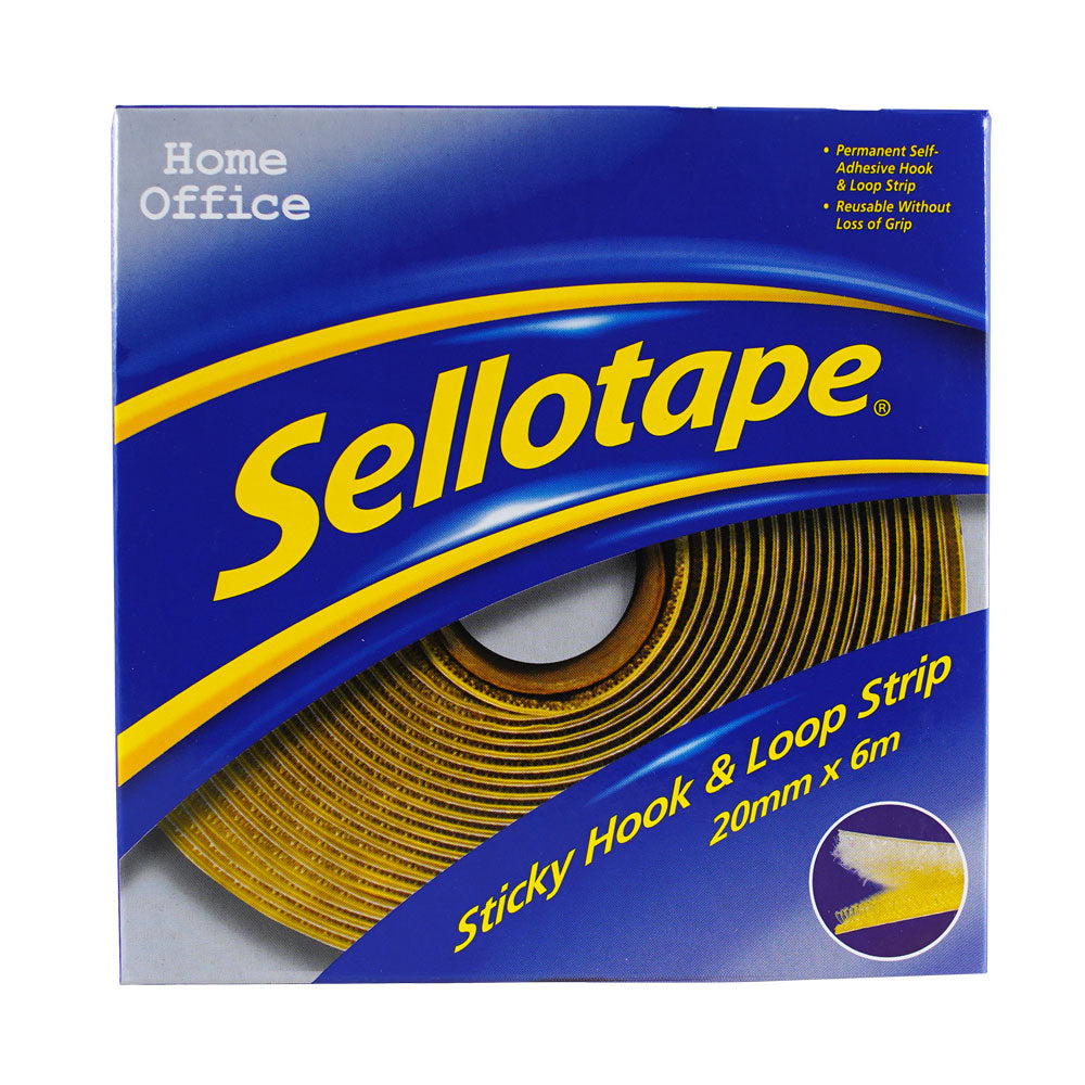 Sellotape Sticky Hook & Loop Strip Permanent 20mm x 6m – School Depot NZ