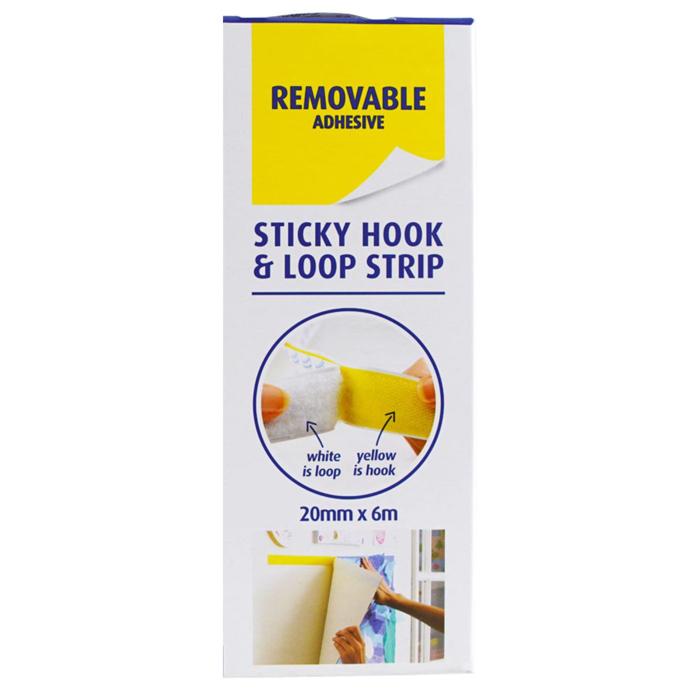 Sellotape Sticky Hook & Loop Strip Removable 20mm x 6m