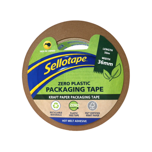 Sellotape Zero Plastic Kraft Paper Packaging Tape 36mm x 50m