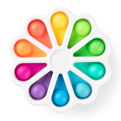 Sensory Sprouts Pop-It Wheel bilingual English and Spanish number fidget toy with colourful flower-shaped popping bubbles for sensory play and early learning.