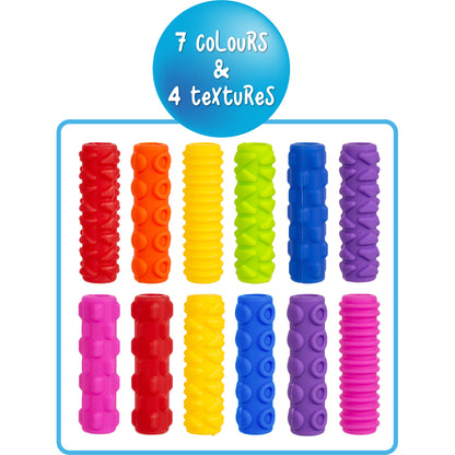 Sensory Sprouts Textured Pencil Grips Set of 28 – Tactile Pencil Grips for Sensory Support