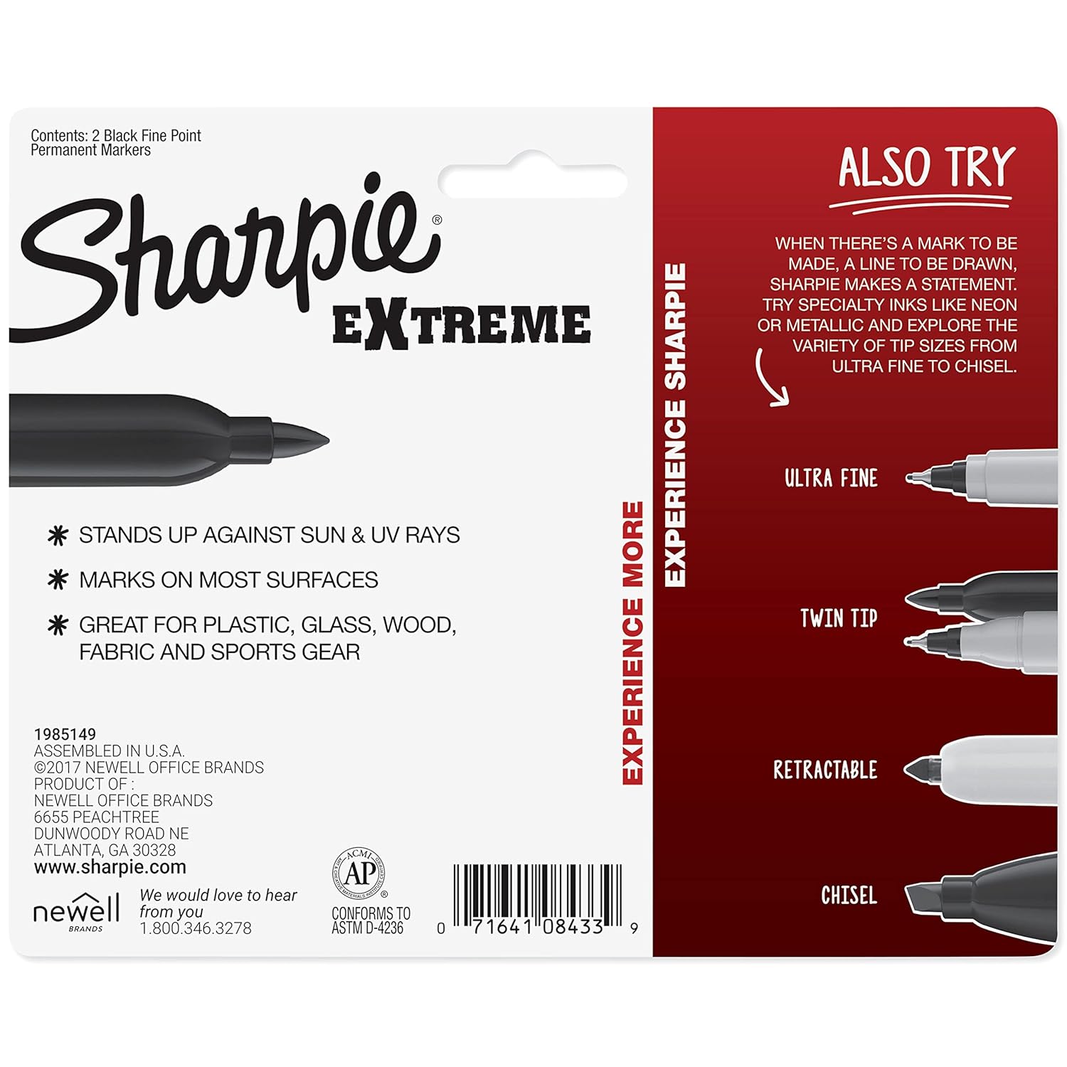 Sharpie Extreme Permanent Marker Industrial Fine Tip Black Pack of 2