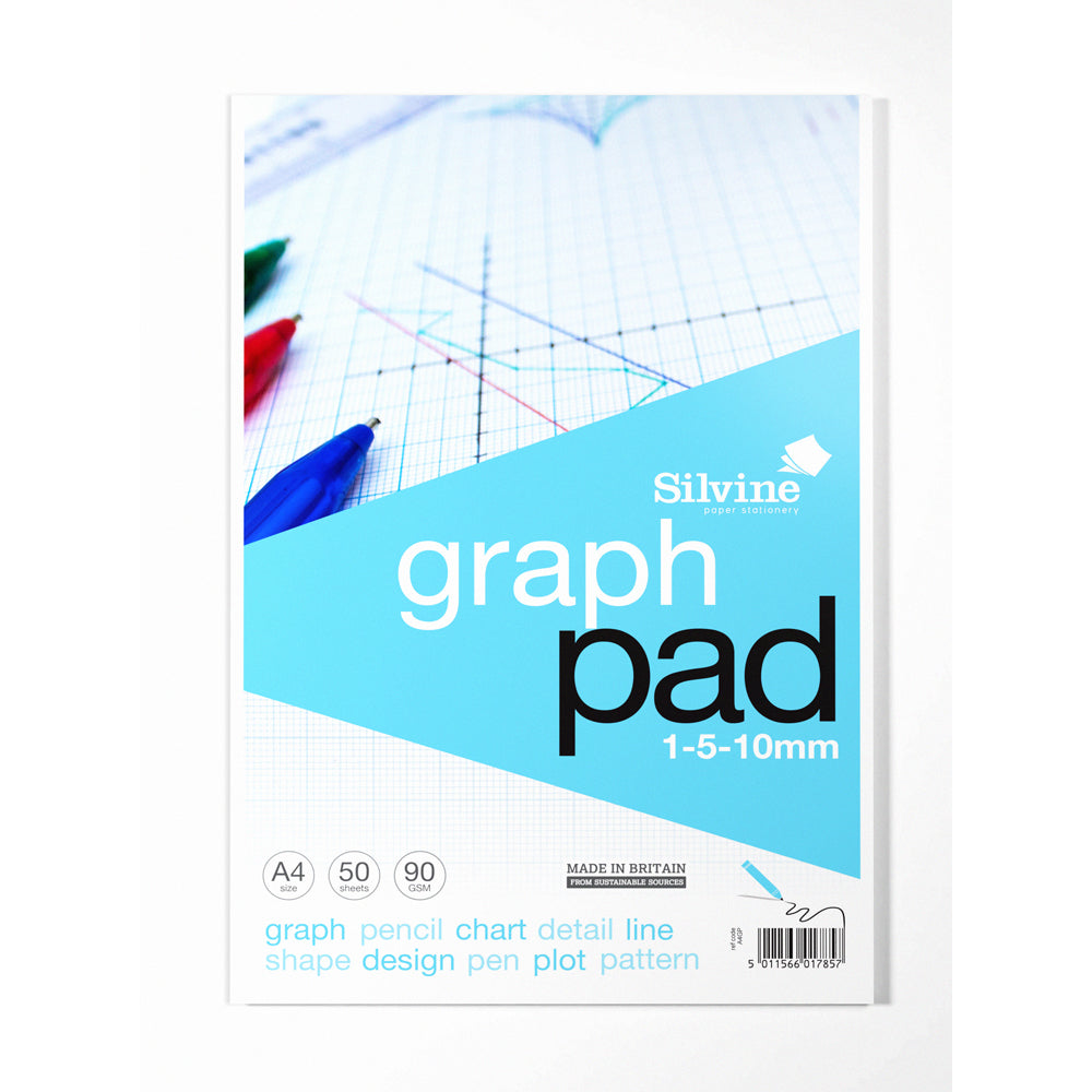 Silvine Graph Pad A4 1-5-10mm 90gsm 50 Sheets – School Depot NZ