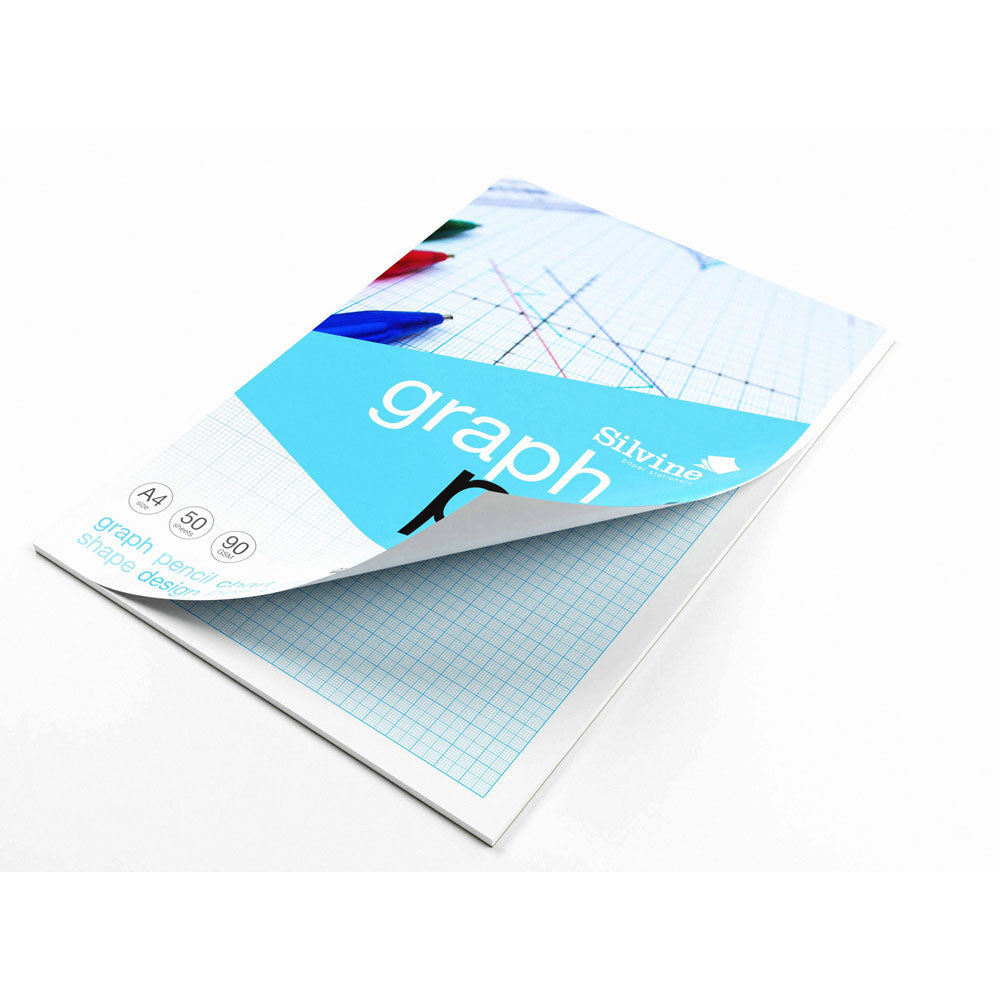 Silvine Graph Pad A4 1-5-10mm 90gsm 50 Sheets