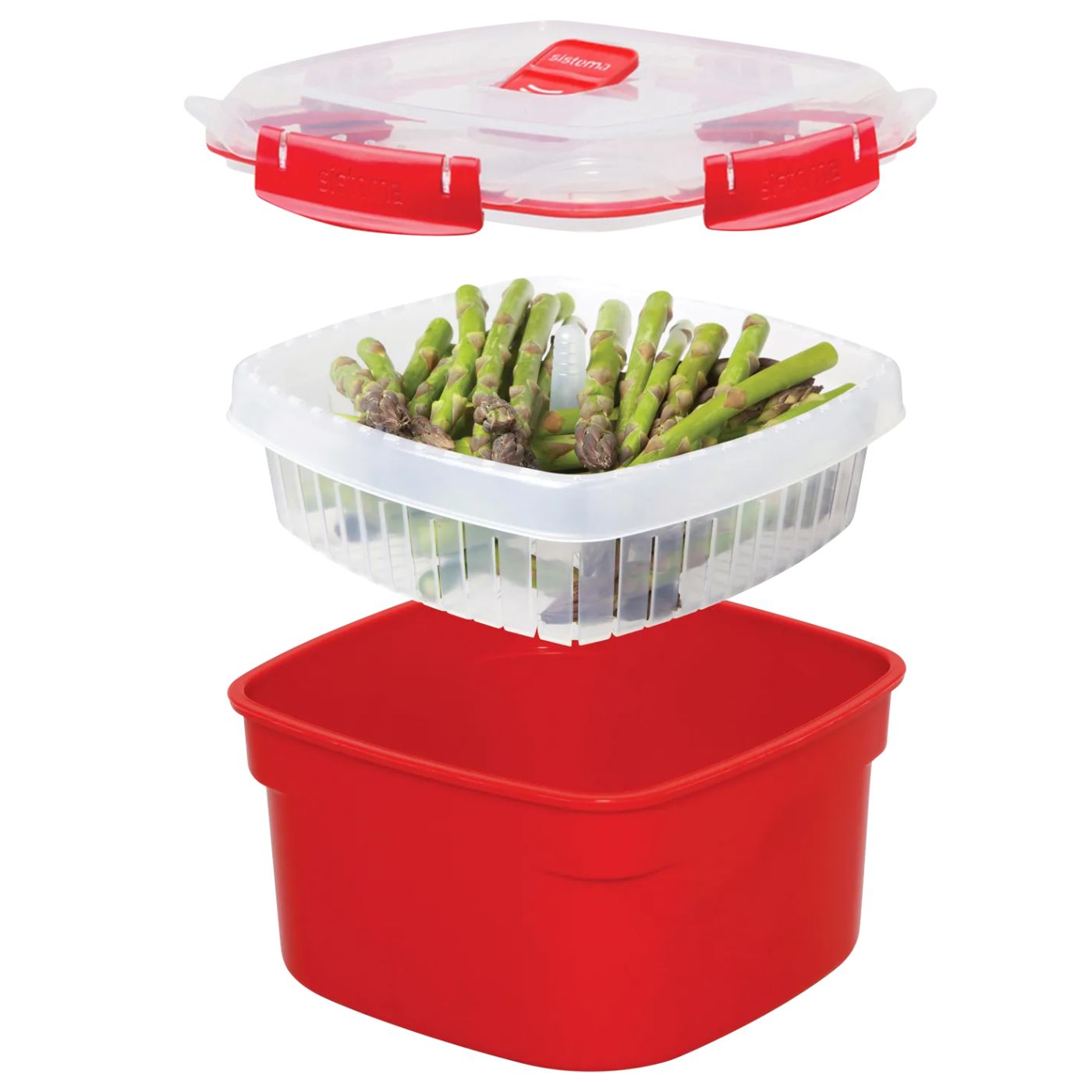 Sistema Medium Steamer Microwave 2.4L Red