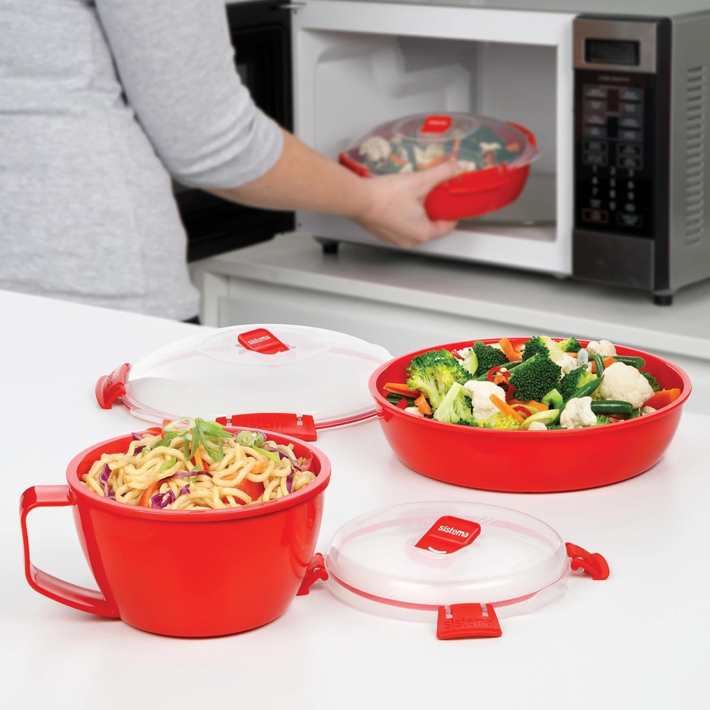 Sistema Noodle Bowl Microwave 940ml Red
