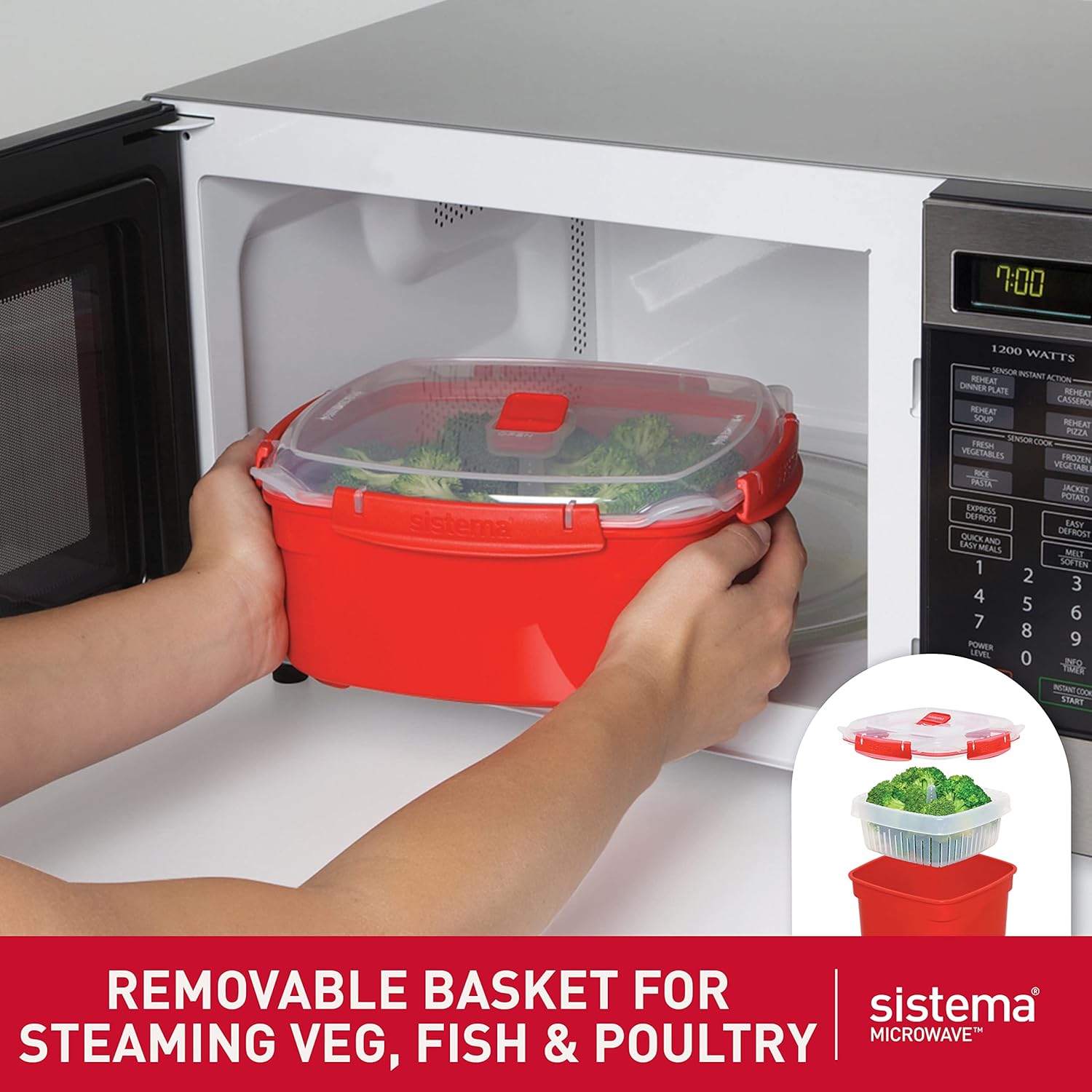 Sistema Steamer Microwave Large 3.2L Red