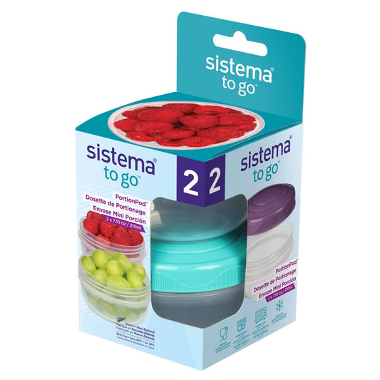Sistema® 210ml PortionPod™ TO GO™ 2 Pack – Portable Snack & Yogurt Containers