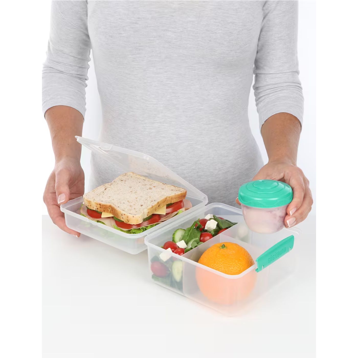 Sistema® 2L Lunch Cube Max TO GO™ with Yogurt Pot – Multi-Compartment Lunch Box