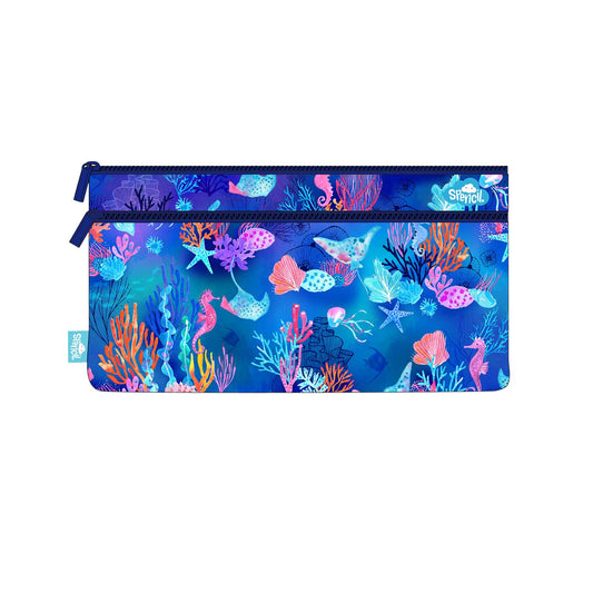 Spencil Pencil Case Twin Zip 34 x 17cm Coral Garden