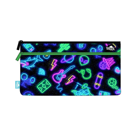 Spencil Pencil Case Twin Zip 34 x 17cm Neon Life