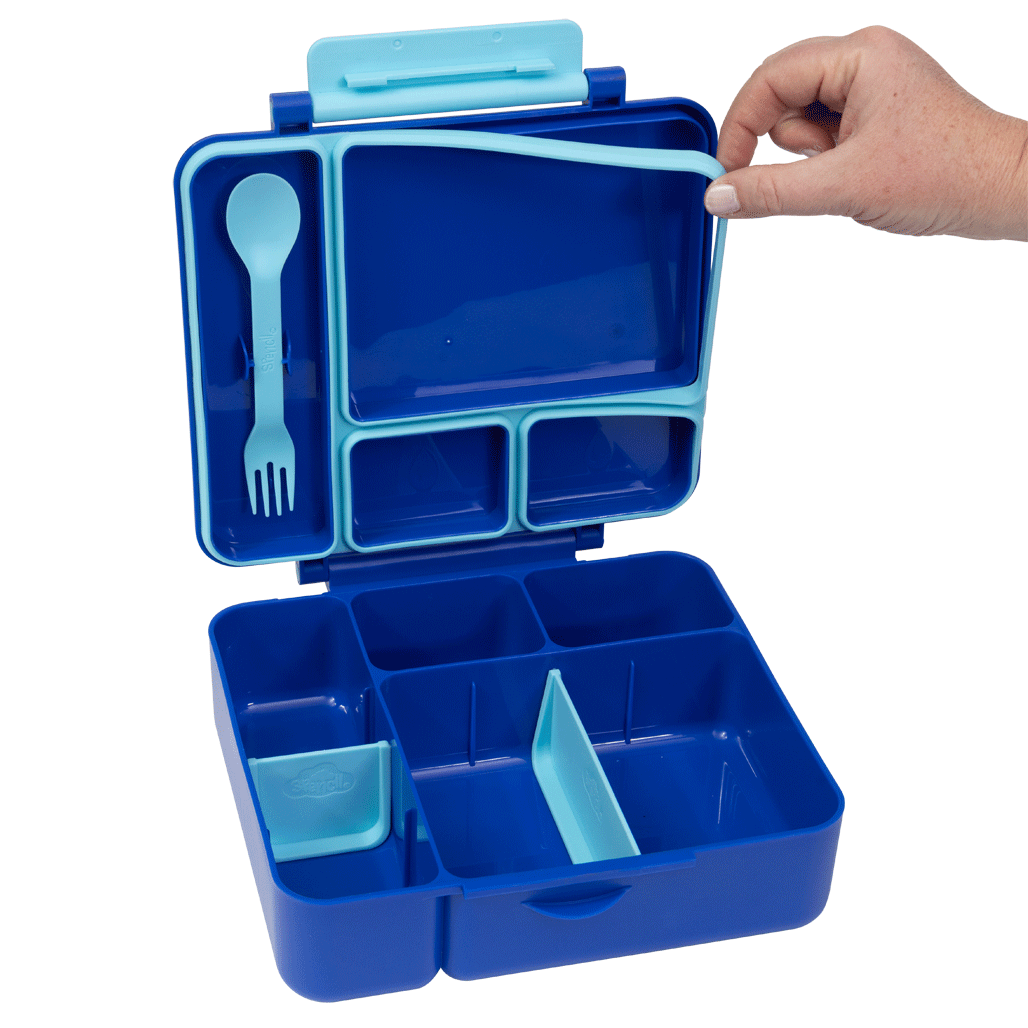 Spencil All-In Lunch Box Azure Sky large 2L leak-proof bento lunch box for kids with adjustable compartments