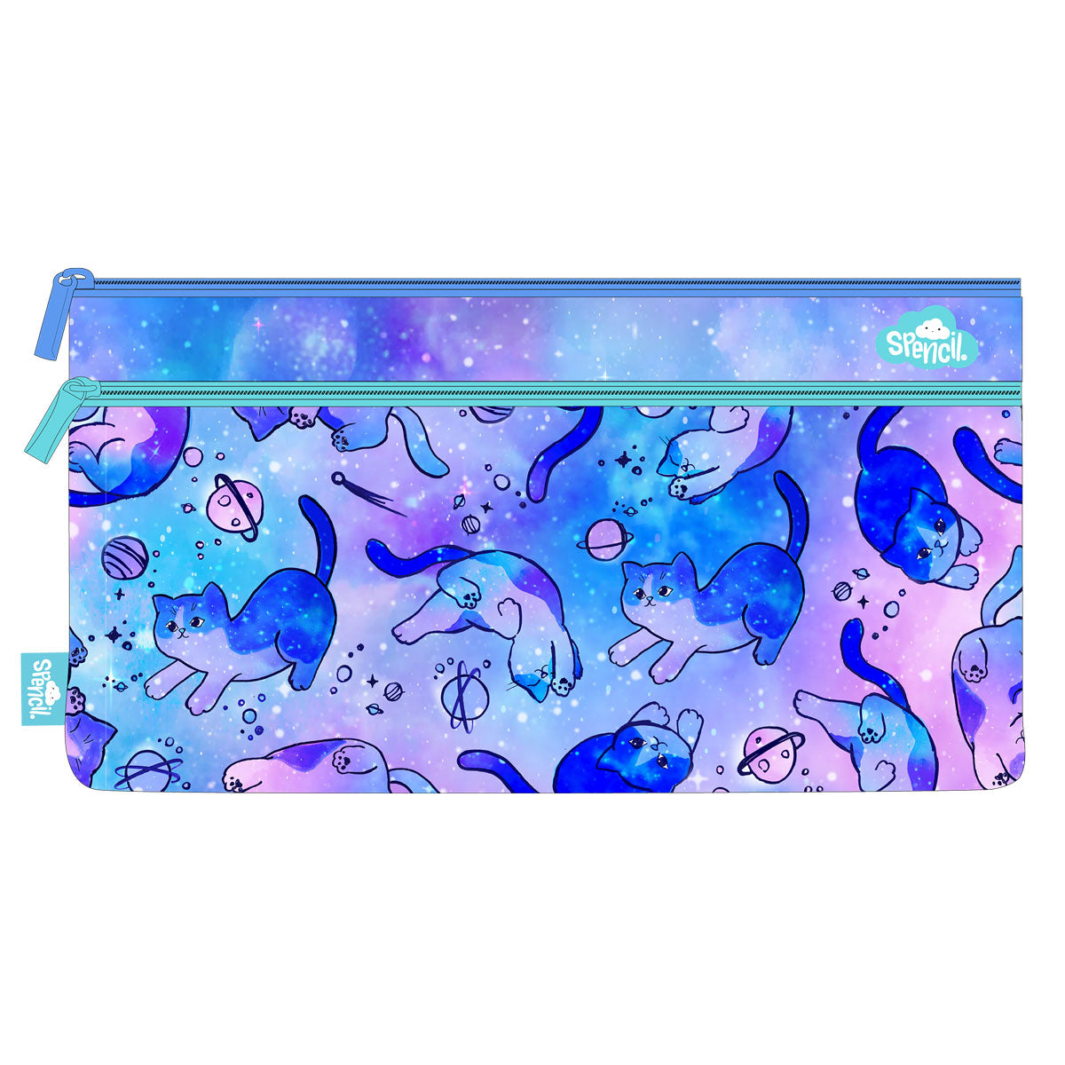 Spencil Pencil Case Twin Zip 34 x 17cm Cat-a-Cosmic