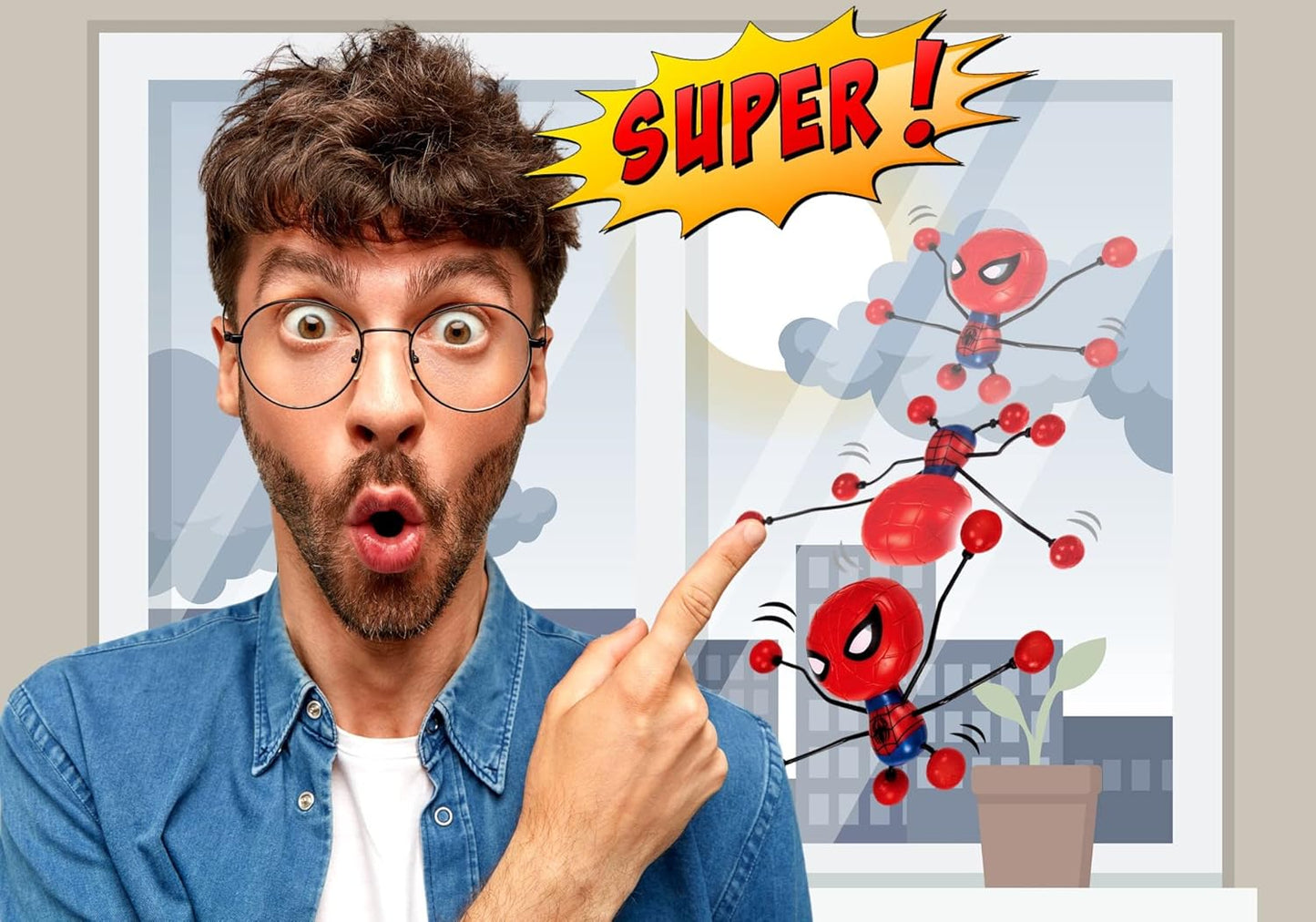 Spider-Man Stretchy Window-Crawler Toy – Sticky Wall Climber & Marvel Fidget Toy