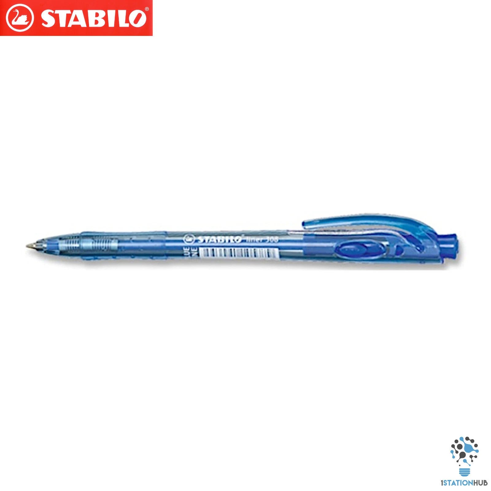Stabilo Ballpoint Pen 308 Liner Retractable Medium Tip Blue