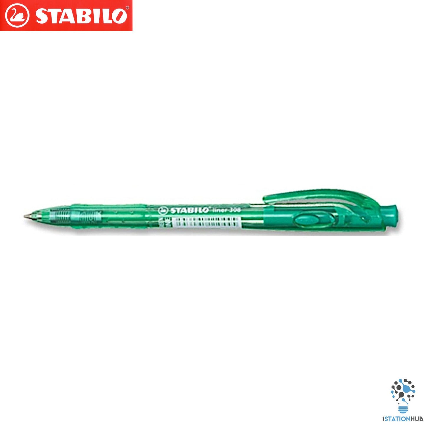Stabilo Ballpoint Pen 308 Liner Retractable Medium Tip Green