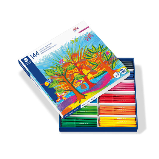 Staedtler Fibre Tip Felt Pens Noris Club School Pack 12 Shades Box of 144
