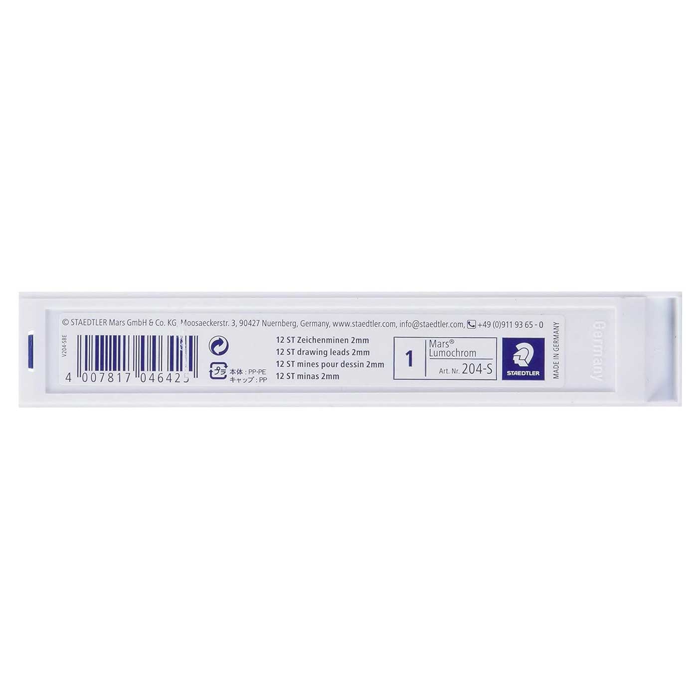 Staedtler Mars Drawing Leads 204-S Lumochrom 2mm Tube of 12 Assorted Colours