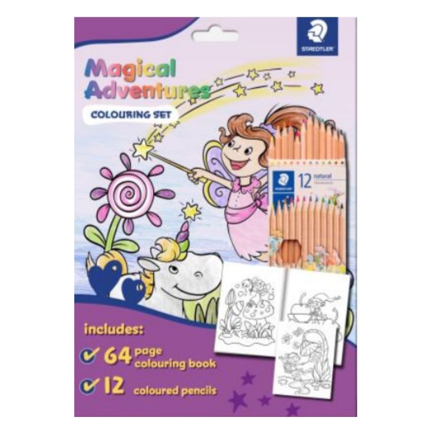 Staedtler Colouring Magical Adventures Set – 12 Natural Coloured Pencils & 64-Page Magical Adventures Colouring Book