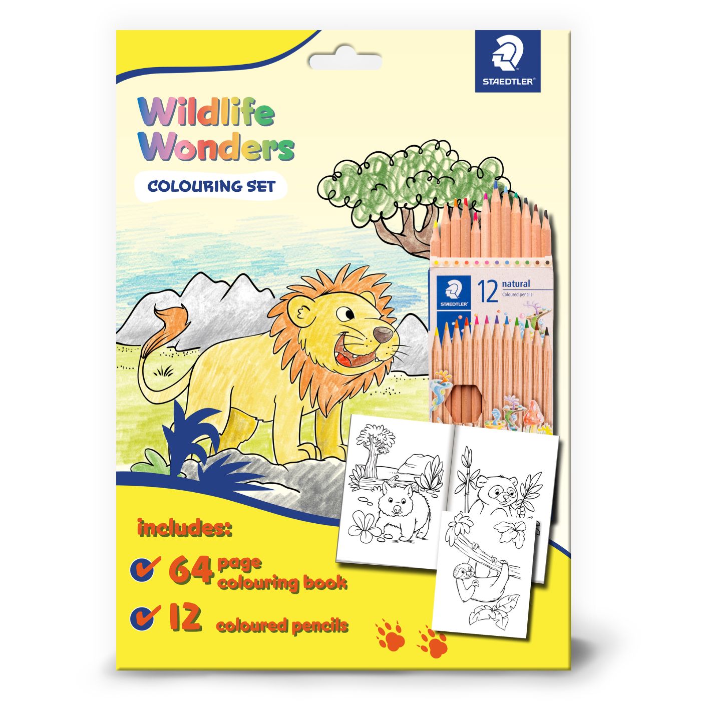 Staedtler Colouring Wildlife Wonders Set – 12 Natural Coloured Pencils & 64-Page Wildlife Wonders Colouring Book