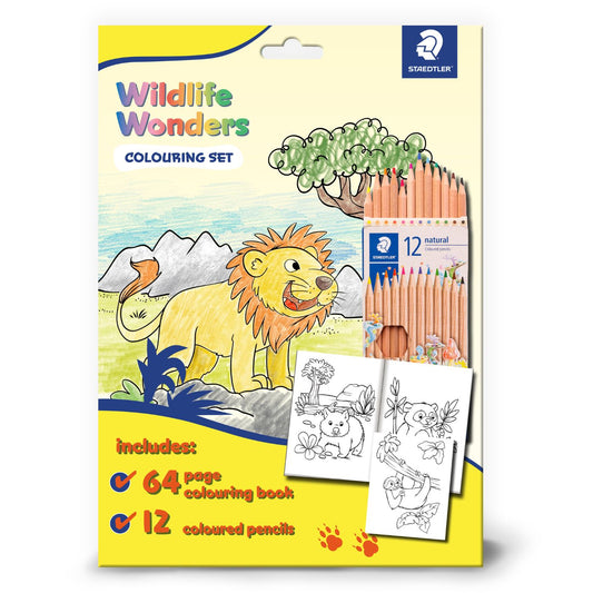Staedtler Colouring Wildlife Wonders Set – 12 Natural Coloured Pencils & 64-Page Wildlife Wonders Colouring Book