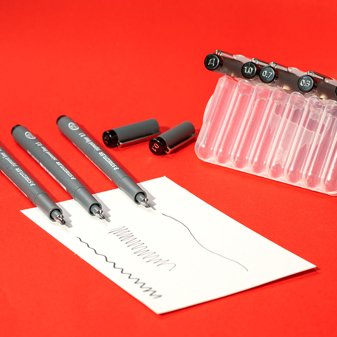 Staedtler Fineliner 308 SB8P Pigment Ink Pen Black Wallet of 8 [0.05, 0.1, 0.3, 0.5, 0.7, 1.0, 1.2, 0.3-2.0]
