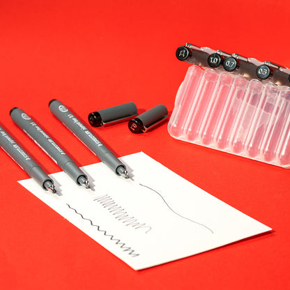 Staedtler Fineliner 308 SB8P Pigment Ink Pen Black Wallet of 8 [0.05, 0.1, 0.3, 0.5, 0.7, 1.0, 1.2, 0.3-2.0]