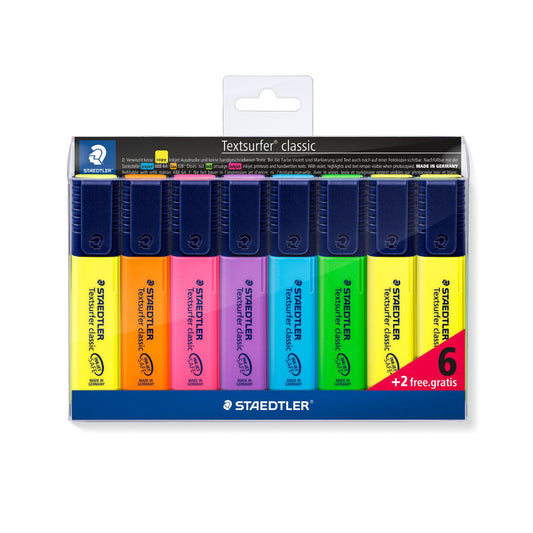 Staedtler Highlighter Textsurfer Classic Pack of 6 + 2 Free
