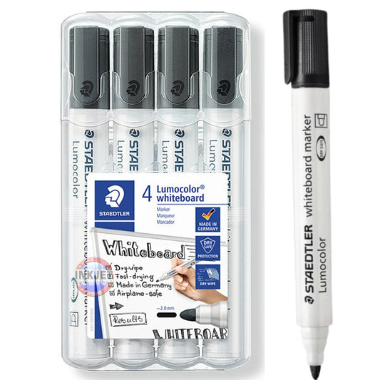 Staedtler Lumocolor Whiteboard Markers 351-9 WP4 Black Wallet of 4