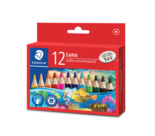 Staedtler Luna Jumbo Coloured Pencils Half Length 12 Pack