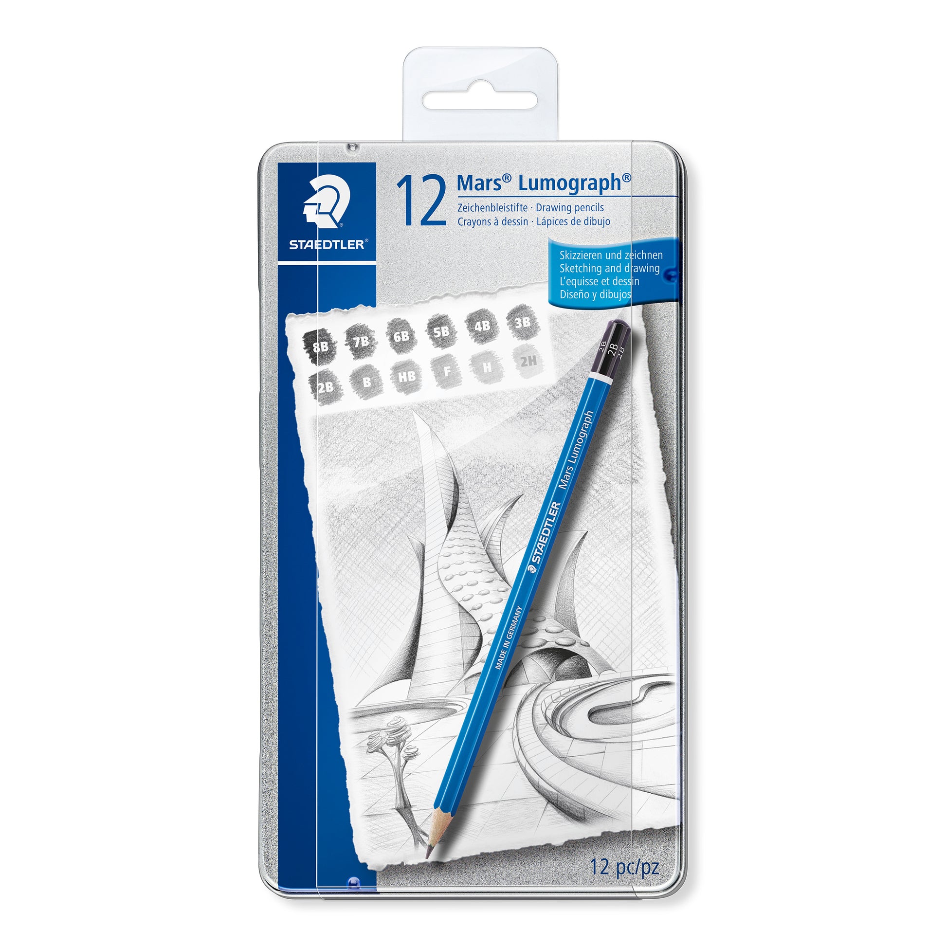 Staedtler Mars® Lumograph® Graphite Pencils 100 G12 S Tin of 12 Degrees [8B - 2H]