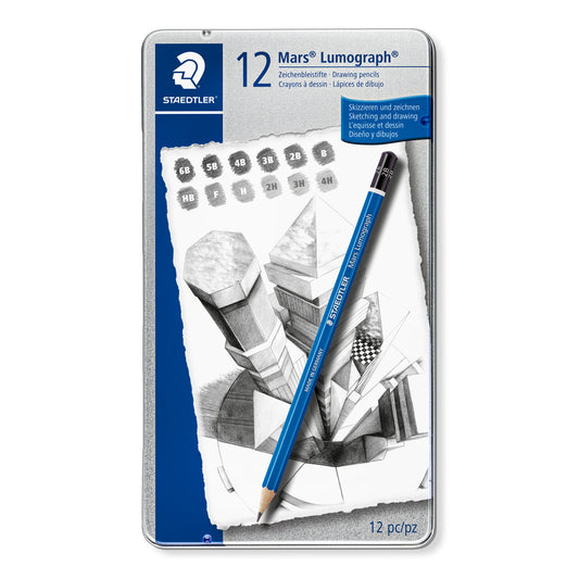 Staedtler Mars® Lumograph® Graphite Pencils 100 G12 Tin of 12 Degrees [6B - 4H]
