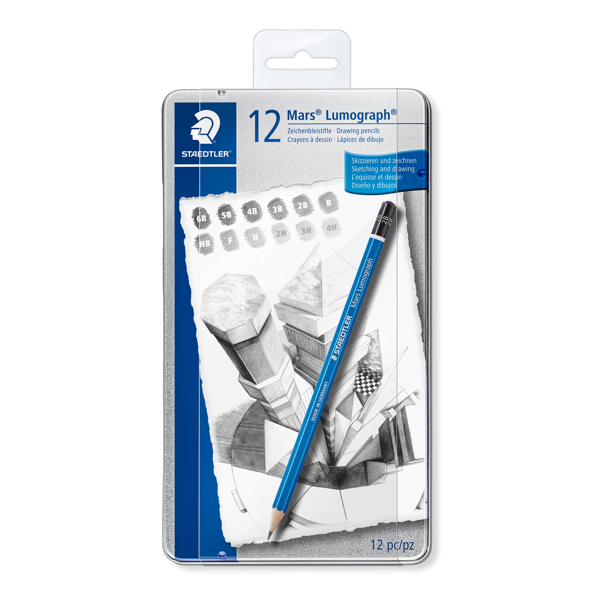 Staedtler Mars® Lumograph® Graphite Pencils 100 G12 Tin of 12 Degrees [6B - 4H]