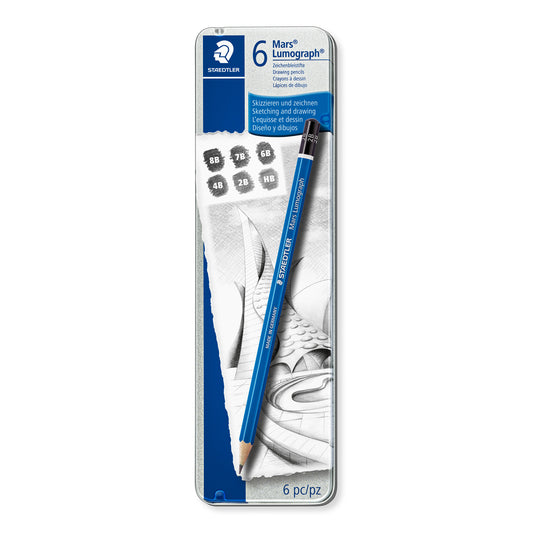 Staedtler Mars® Lumograph® Graphite Pencils 100 G6 Tin of 12 Degrees [HB - 8B]