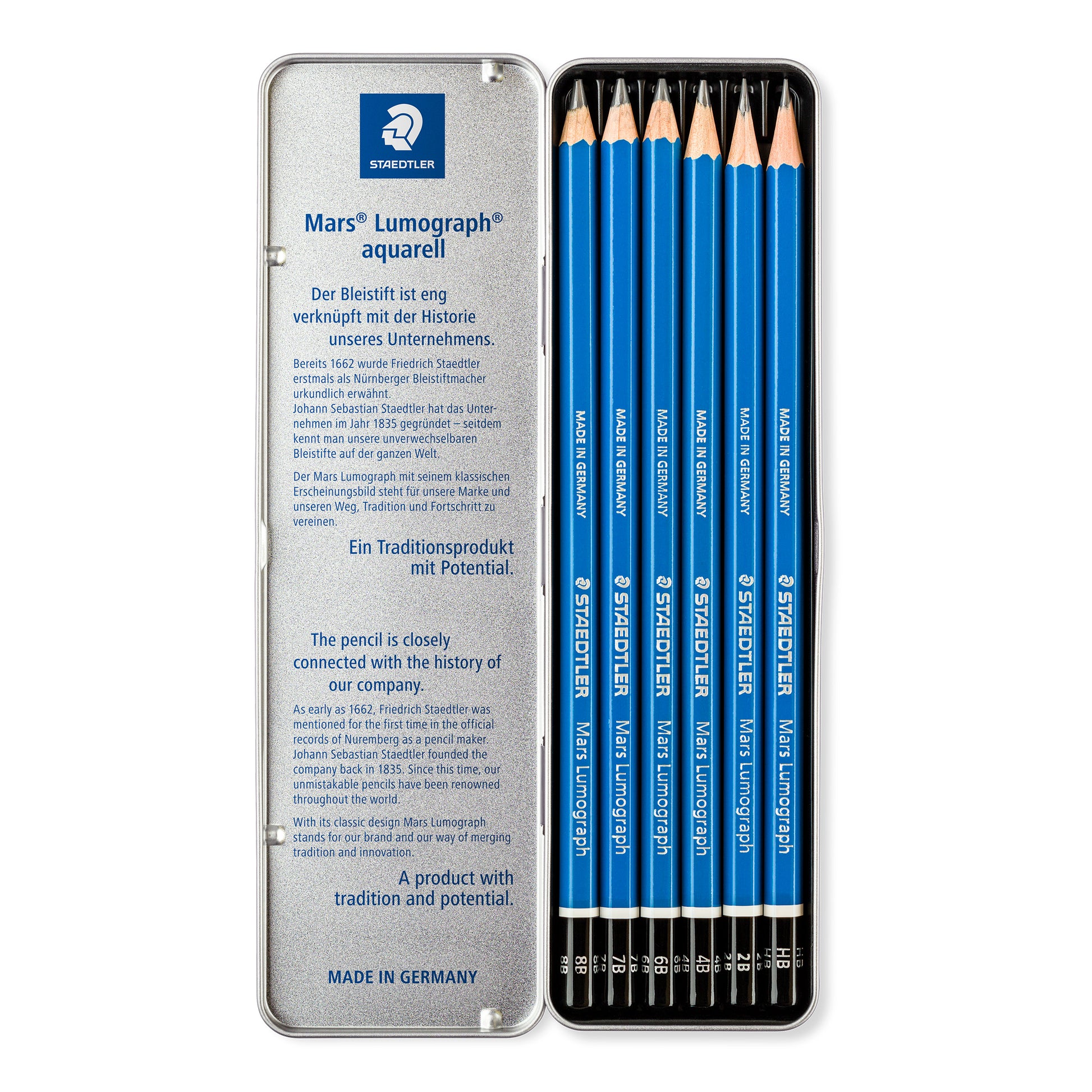 Staedtler Mars® Lumograph® Graphite Pencils 100 G6 Tin of 12 Degrees [HB - 8B]