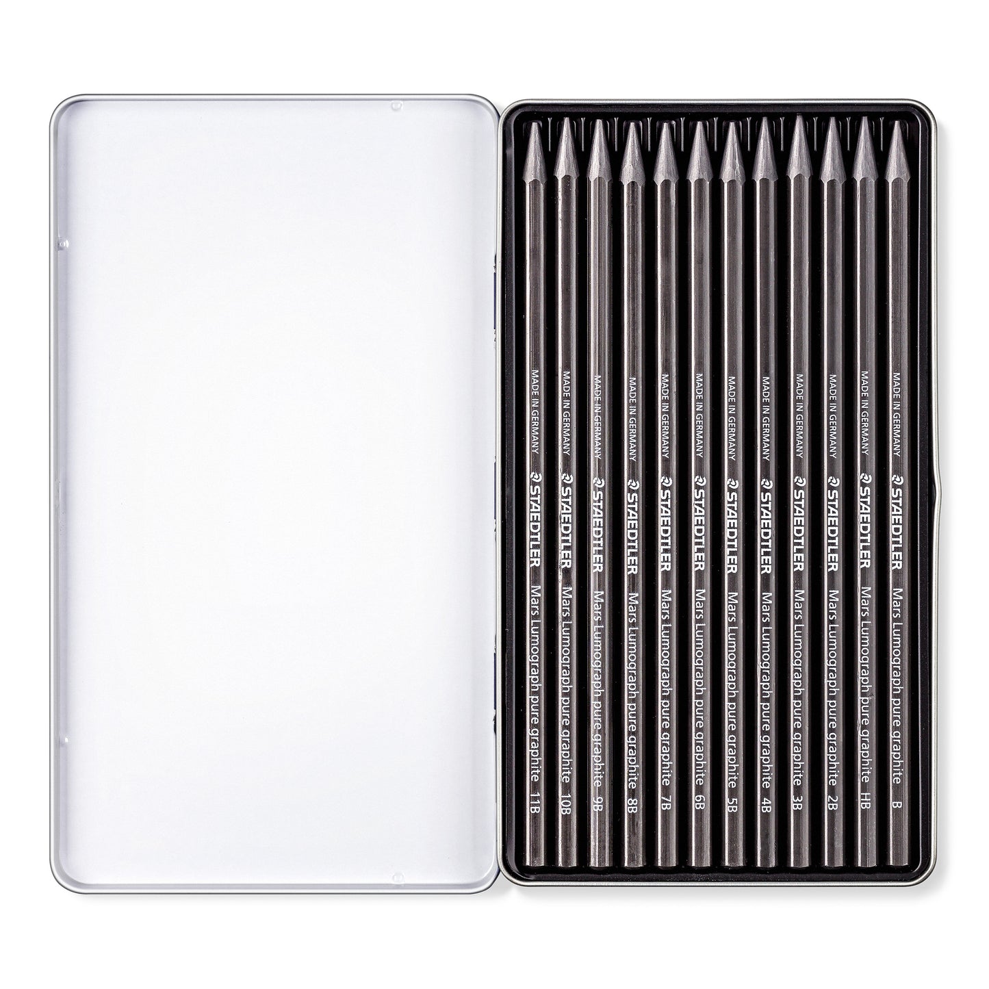 Staedtler Mars® Lumograph® Pure Graphite 100G Pencils Tin of 12 [Degrees HB-11B]