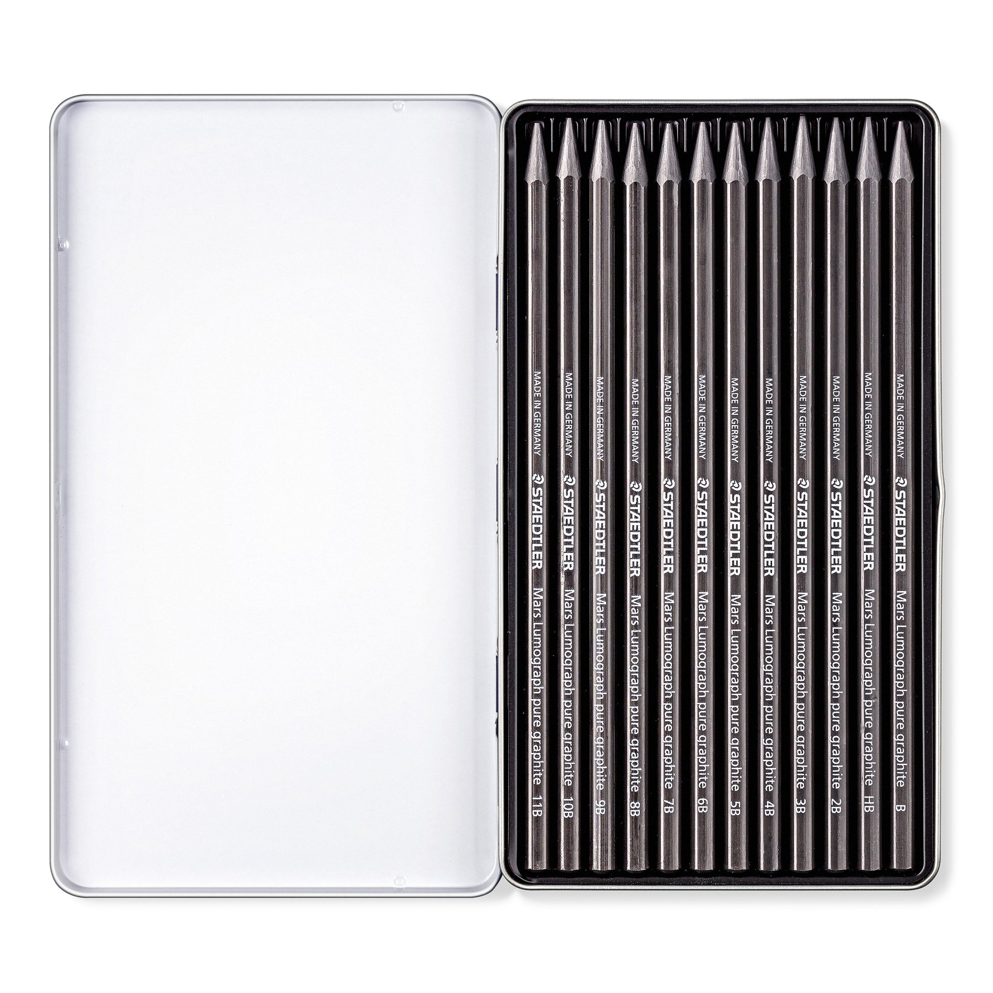 Staedtler Mars® Lumograph® Pure Graphite 100G Pencils Tin of 12 [Degrees HB-11B]