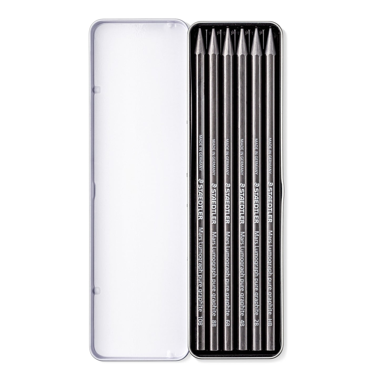 Staedtler Mars® Lumograph® Pure Graphite 100G Pencils Tin of 6 [Degrees HB-10B]